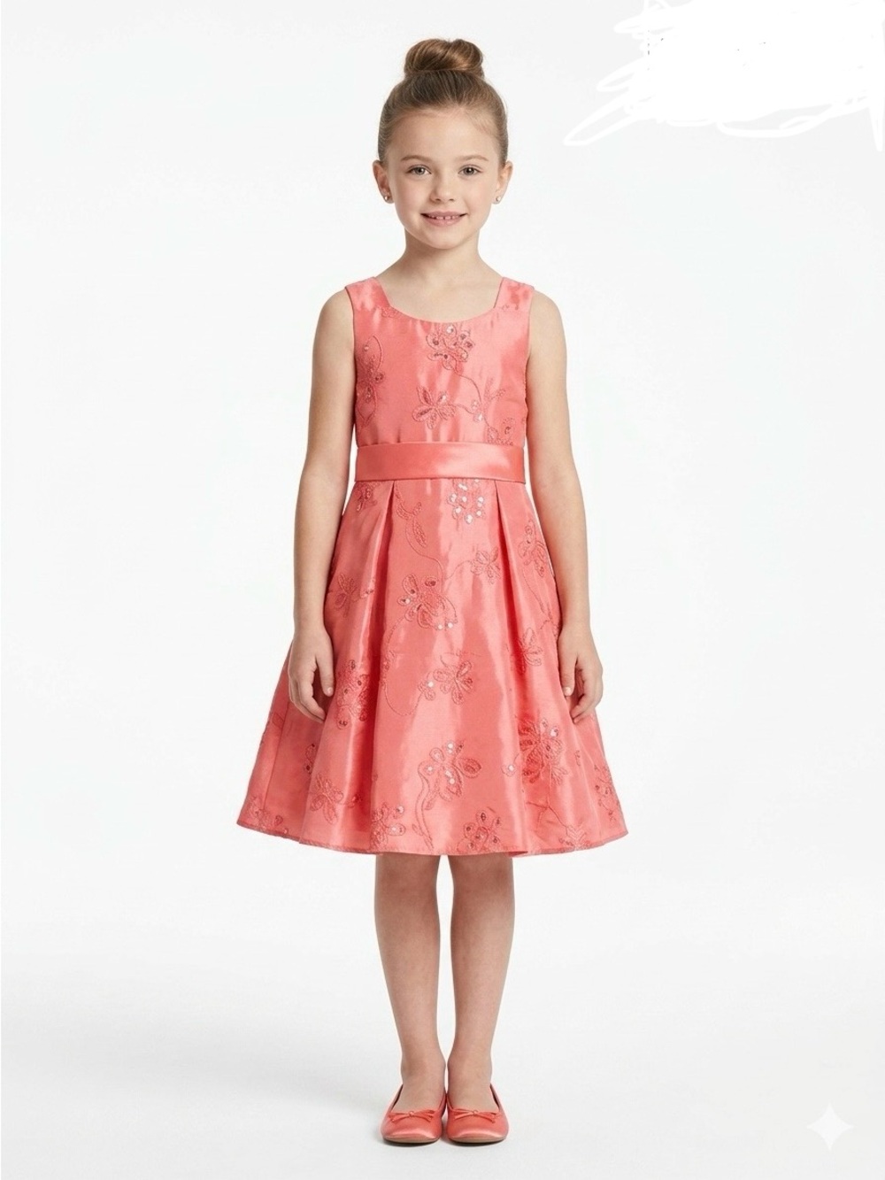RARE EDITIONS Size 8 Coral Special Occasion Dress CDW $78 EUC